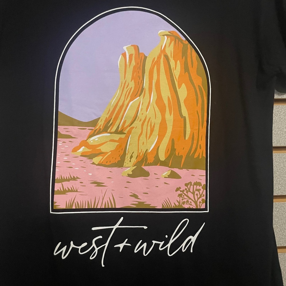 NWTS West Wild Black Graphic T Shirt Desert Landscape Arch Print Size Small